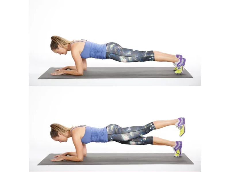 Bài tập Elbow Plank With Leg Lift and Rock
