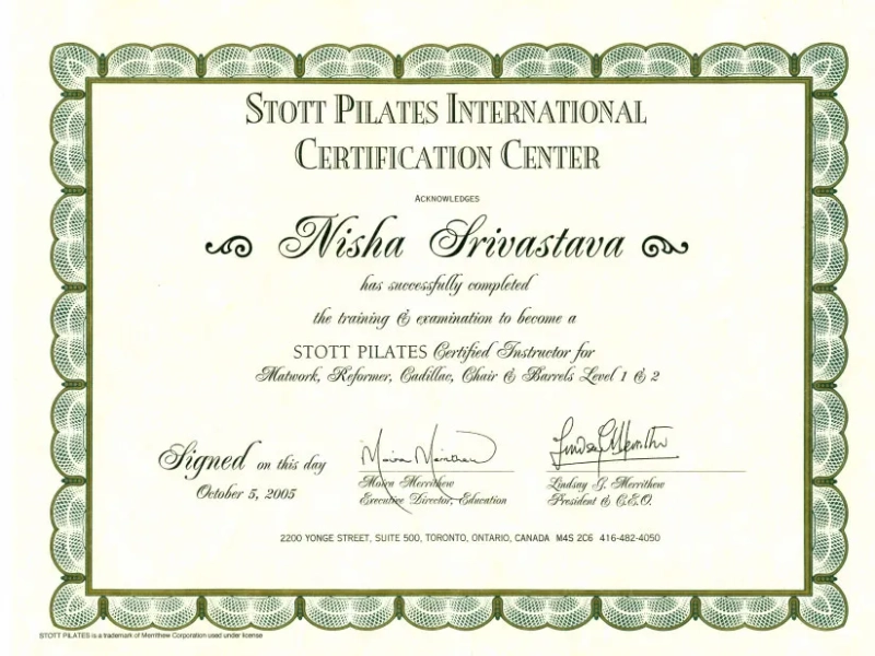 Chứng chỉ thành khóa đào tạo HLV Pilates