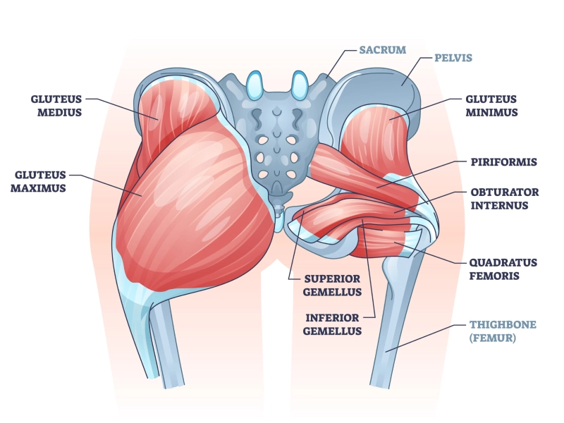 Cơ mông nhỡ (Gluteus Medius) và cơ mông bé (Minimus)
