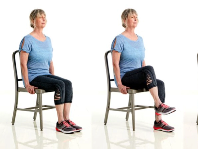 Bài tập Pilates giữ thăng bằng cho người cao tuổi - Bài tập Seated Marching