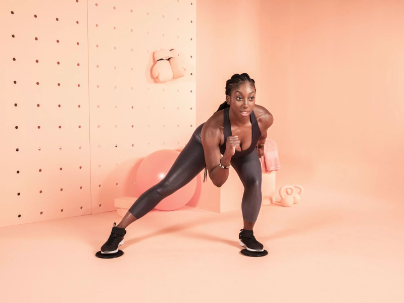 Slider Side Lunge exercise.