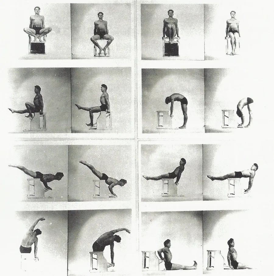 Instructions for performing the 34 original Pilates techniques.