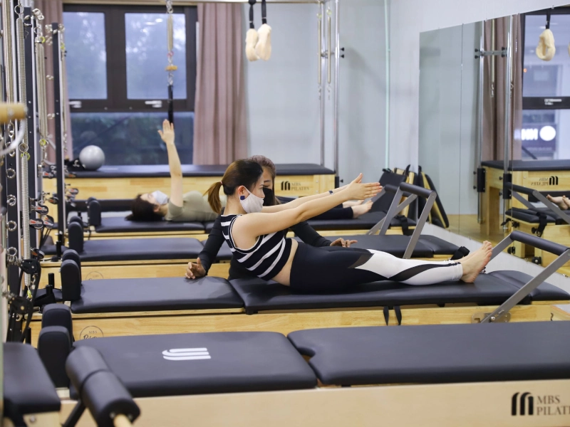 The studio is fully equipped with all types of Pilates machines and training equipment.