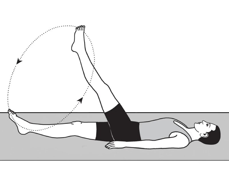 Instructions for performing the Pilates One Leg Circle pose.
