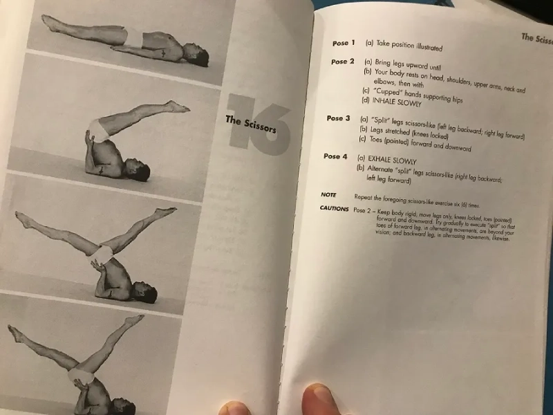 Pilates Scissors exercise are described in detail in the book Return to Life of Joseph Pilates.