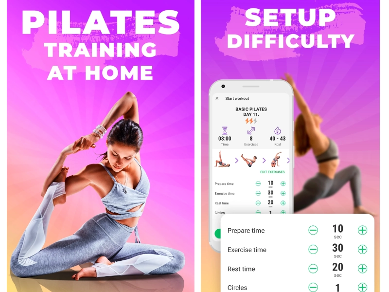 Pilates exercise by Mel Studio app.