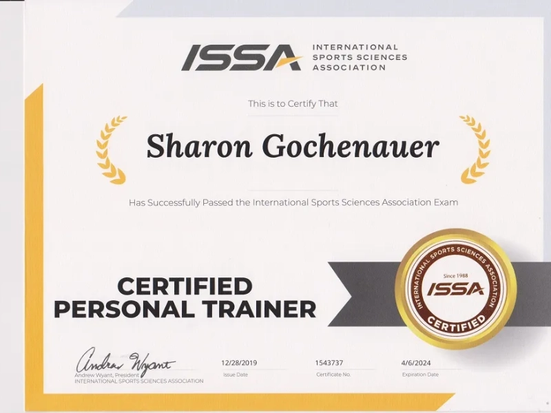 ISSA Certified Pilates Instructor.