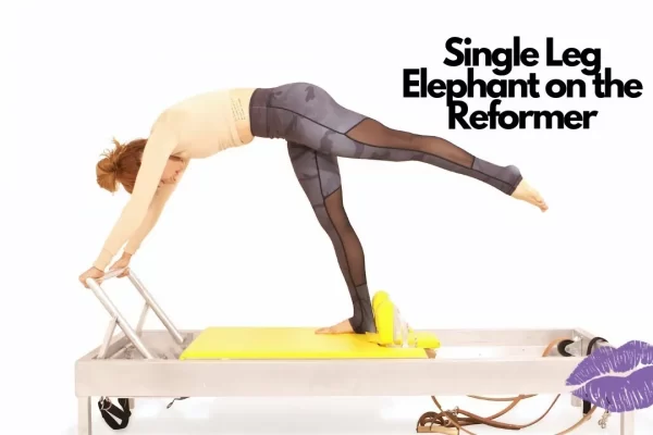 Pilates Single Leg Elephant exercise on the Reformer.