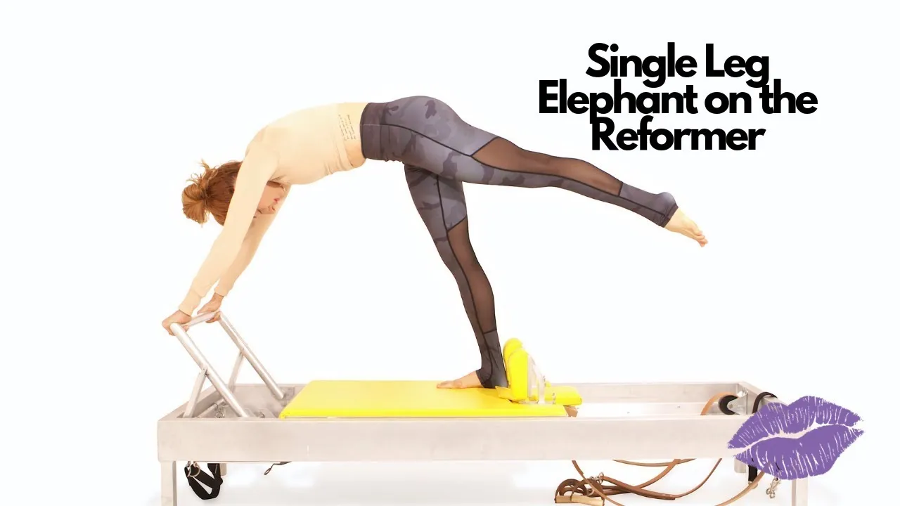 Pilates Single Leg Elephant exercise on the Reformer.